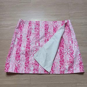 Vtg Lilly Pulitzer Skirt 8 Reversible Tiger/Lion/FLoral Full-Wrap Button Close 8